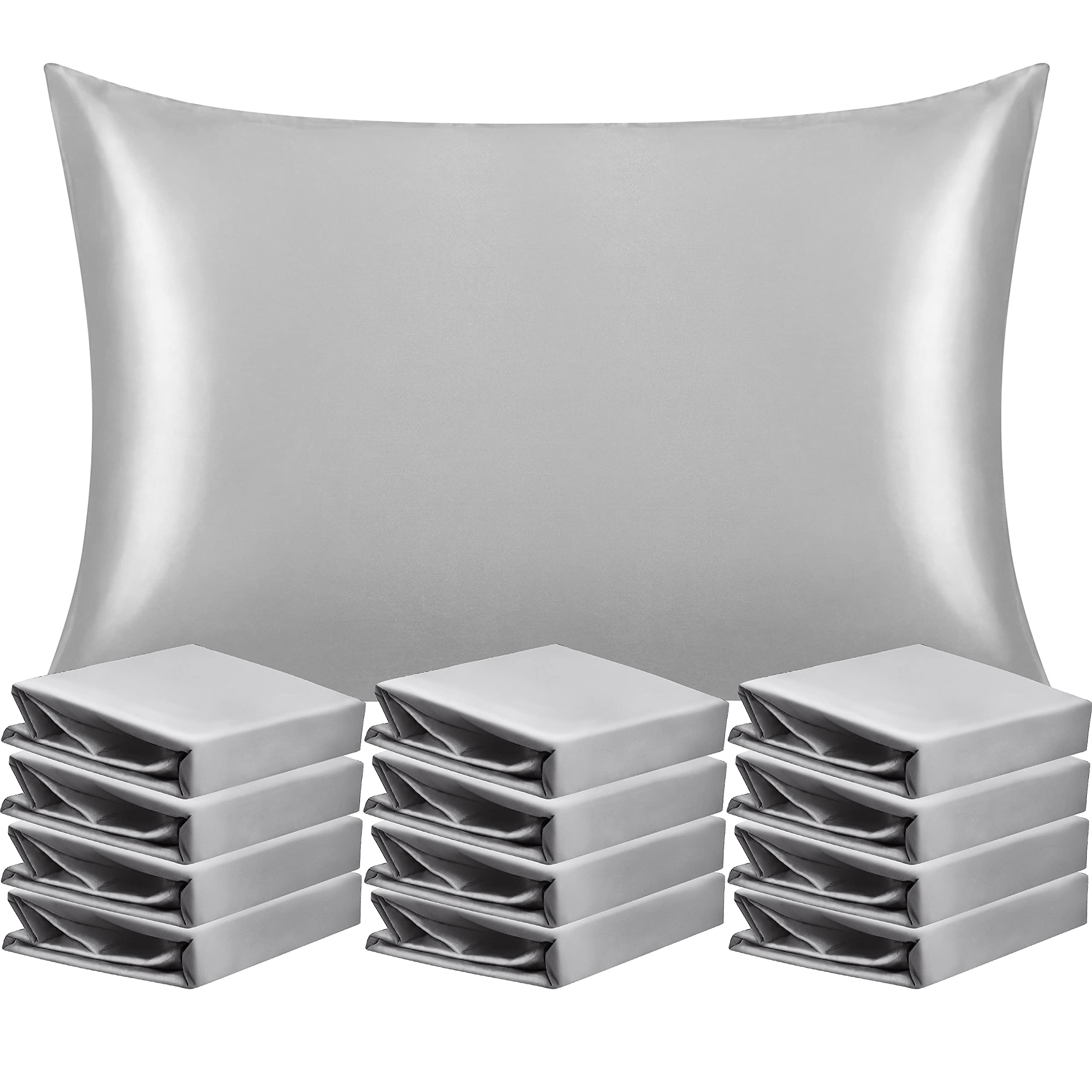 Ntbay 12 Pack Satin Standard Pillowcases For Hair And Skin, Luxurious And Silky Pillow Cases With Envelope Closure, 20 X 26 Inch